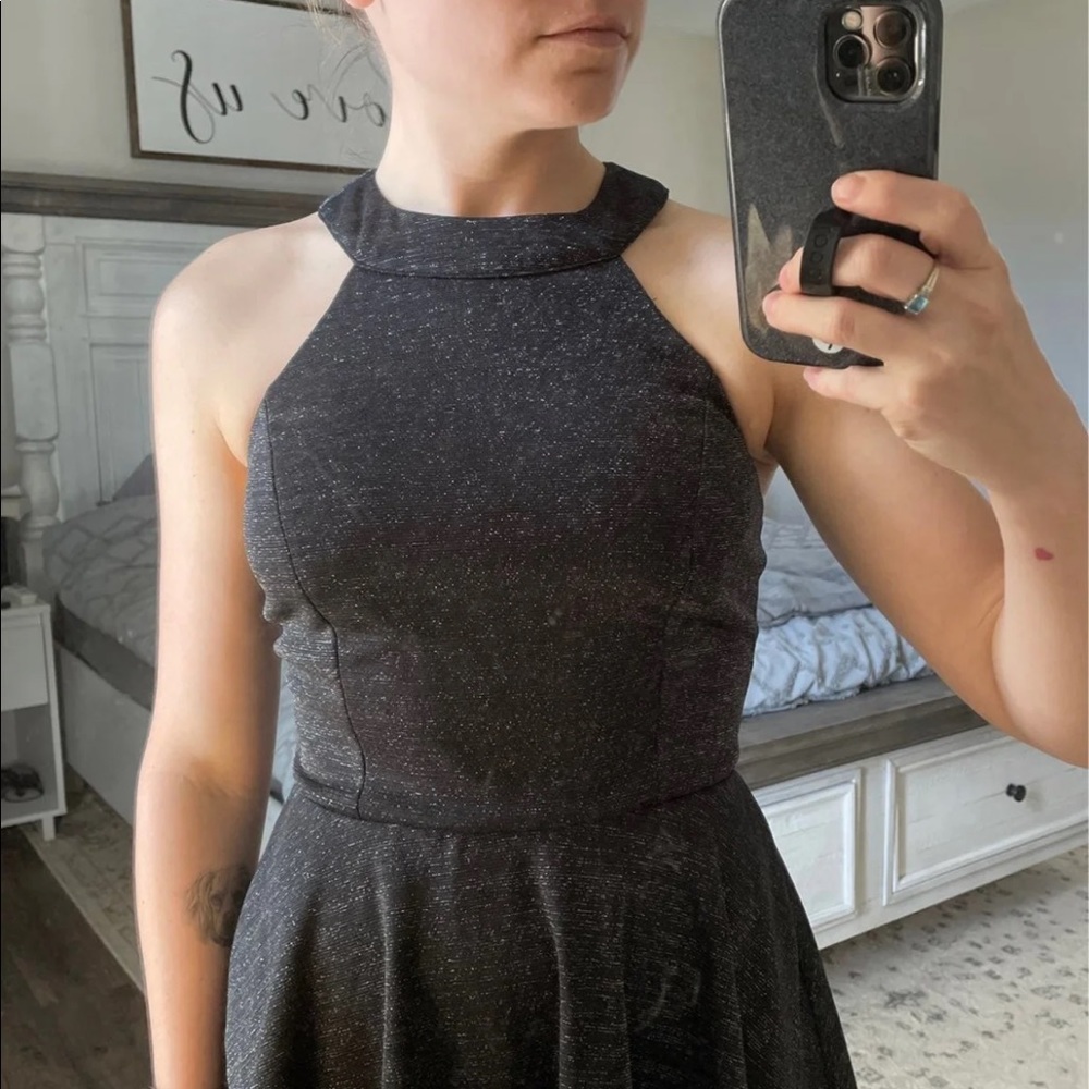 Sparkly Black Dress with Lace Back - Picture 5 of 6